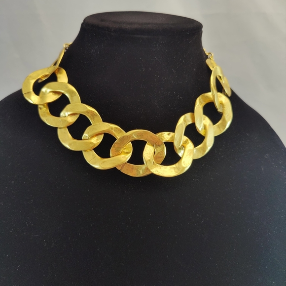 Cult Gaia Dulce Choker Chain Link Hammered Metal Necklace - Picture 5 of 11